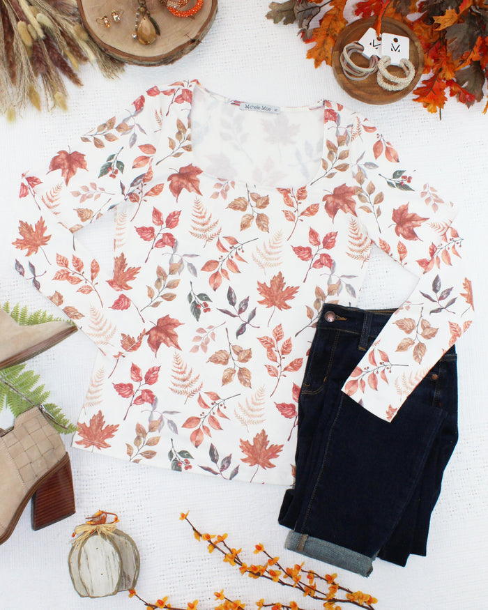 Alyssa Long Sleeve Top - Harvest Leaves