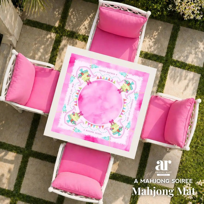 Anders Ruff Design Co. - A Mahjong Soirée Mat – Pink Celebration Party Table Mat by Anders Ruff Design Co.