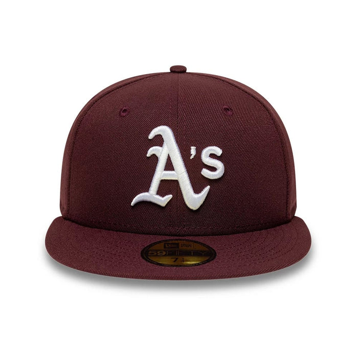 Pictured is this MLB Athletics 59FIFTY Fitted cap in dark purple. 3