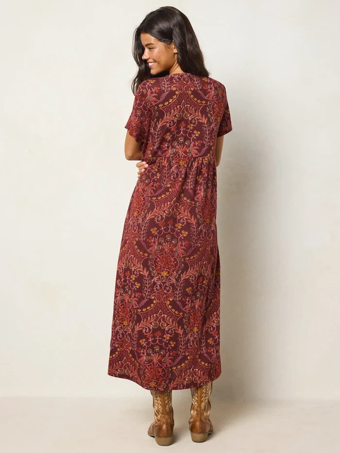 Avery Sweater Knit Midi Dress - Meadow Whimsy Mahogany-view 2