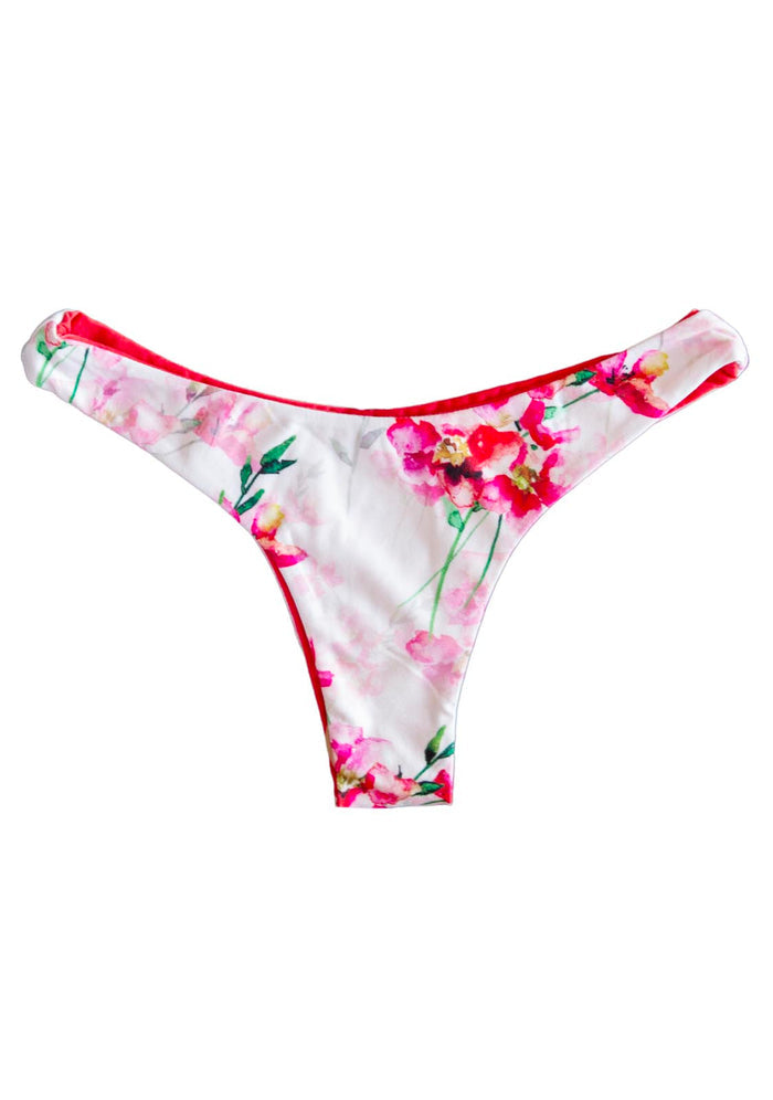 Cheeky swim floral red Reversible bottoms Sustainable Eco Fabric