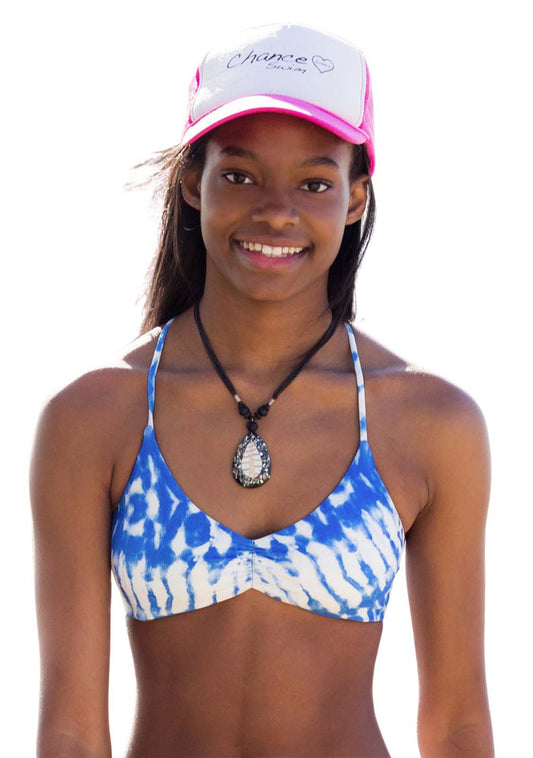 REVERSIBLE Blue white PADDED BRALETTE TOP for Teen Girls and Women