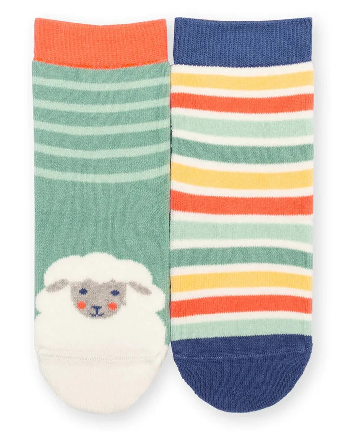 Baa Baa Grippy Socks Sage – Organic Cotton Baby & Toddler Socks 2 Pack - Kite