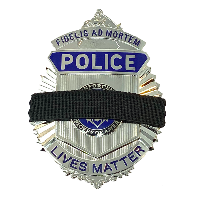 Badgeart Perfect Fit Mourning Bands 1/2" for 30-41 mm Wide Badges - Custom Cut Welded Flat Back on a Fideleis Ad Mortem Police Lives Matter badge