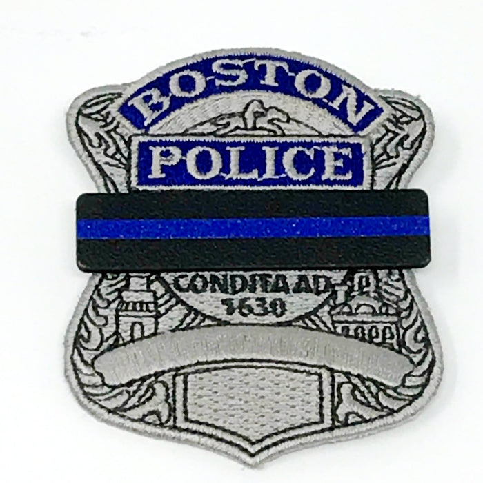 Badgeart Mourning Bands for cloth and embroidered insignia shown on Boston Police cloth badge