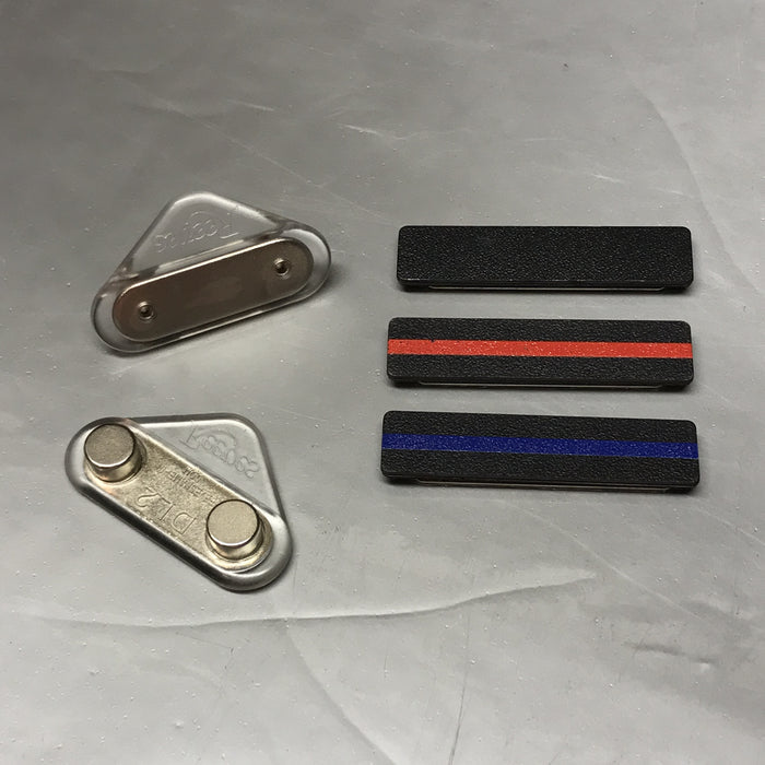 Badgeart_Mourning_Band_Bar_Shroud_Badge_Covers_for_cloth_and_Vinyl_Badges black, thin blue line thin red line with magnets