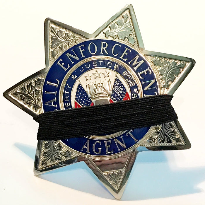 Bail Enforcement Officer Badge  with Badgeart Mourning Band Sil-tne