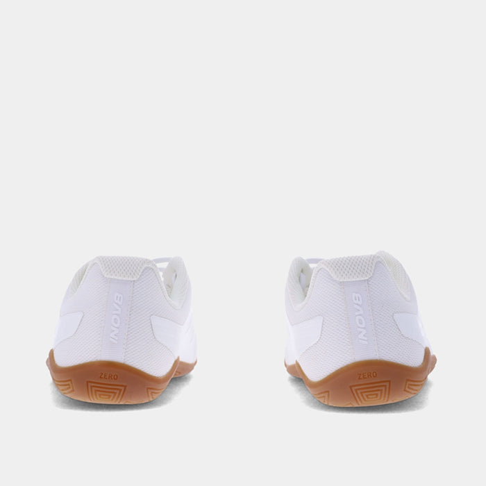 Pair of INOV8 Bare-XF V2 training shoes, white and gum, back view