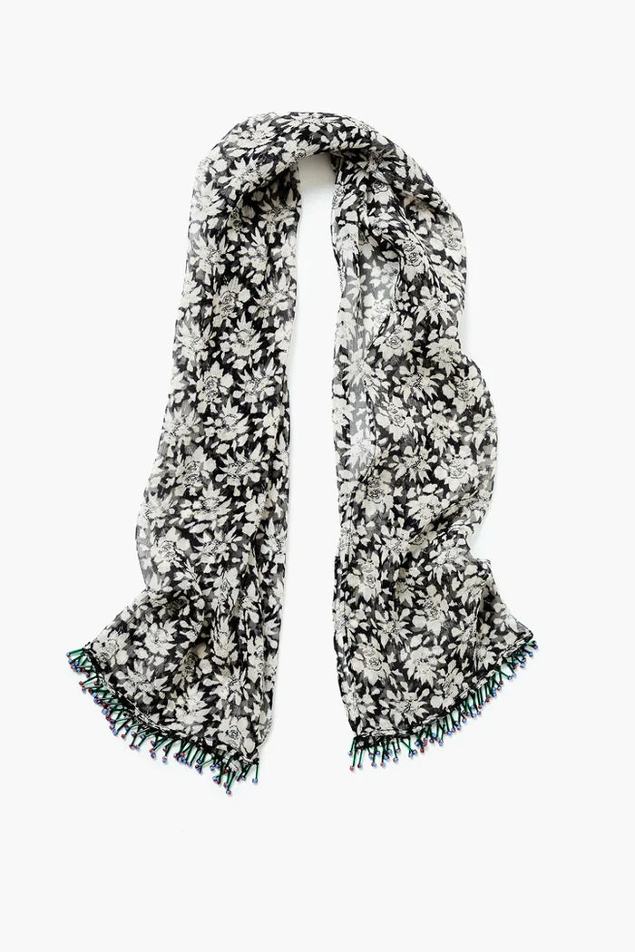 Beaded Silk Scarf Black Accessories Chan Luu