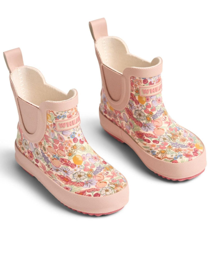 Beta Fruits & Flowers Kids Rubber Boots – Natural Rubber Wellies - Wheat