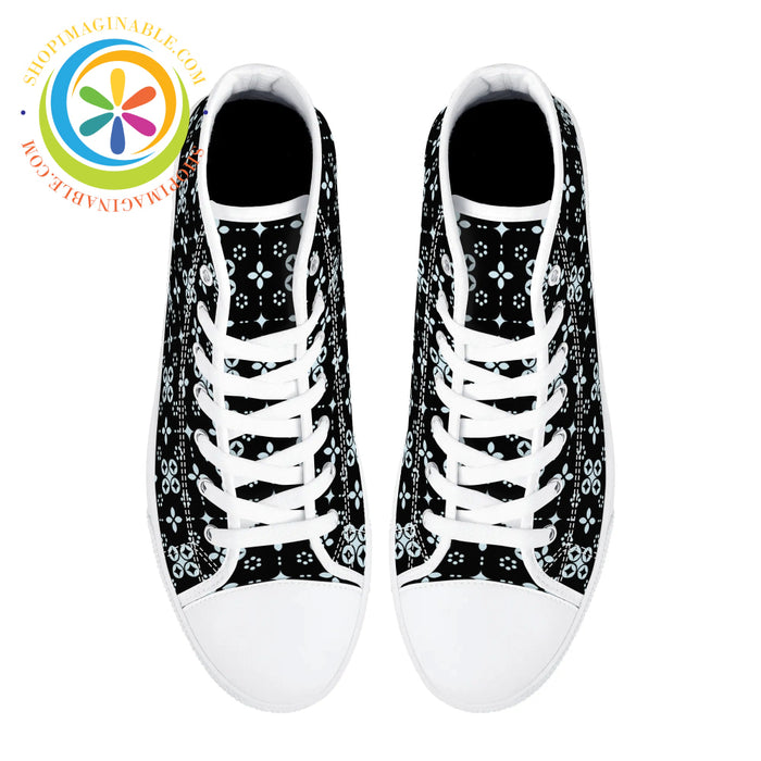 Black Batik Ladies High Top Canvas Shoes