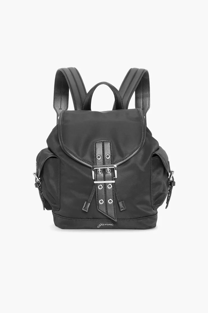 Black Small Bucky Nylon Backpack Accessories Ganni
