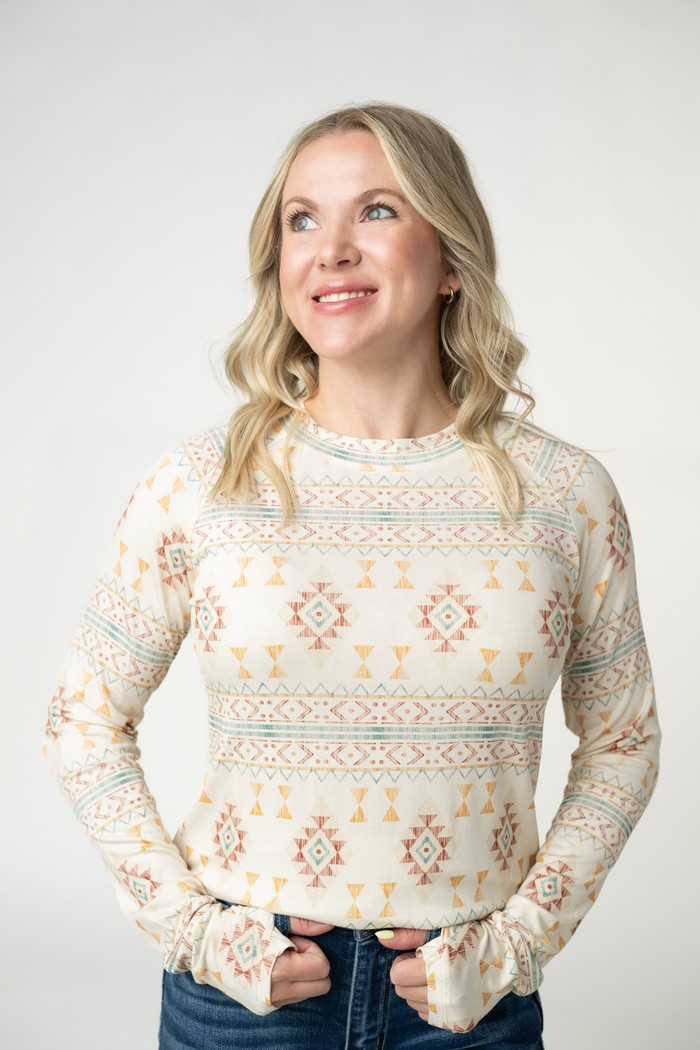 Blair Long Sleeve Top - Desert Geometric