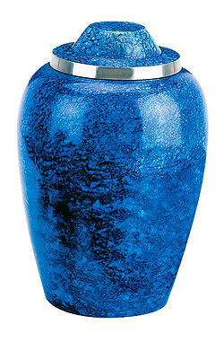 Blue Cobalt Alloy Infant/Child/Pet 6" Size Funeral Cremation Urn w. Velvet Pouch