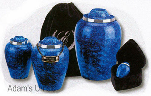 Blue Cobalt Alloy Infant/Child/Pet 6" Size Funeral Cremation Urn w. Velvet Pouch
