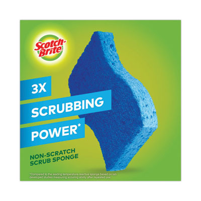 BLUE Non-Scratch Multi-Purpose Scrub Sponge, 4.4" x 2.6" x .8", 3/Pack