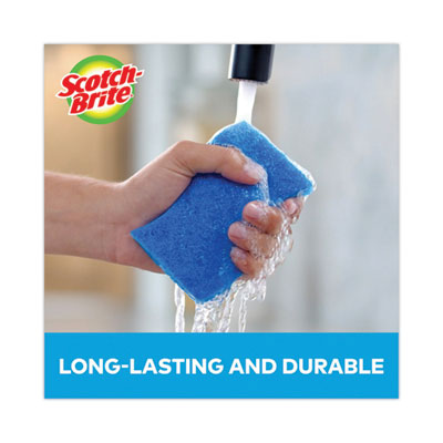 BLUE Non-Scratch Multi-Purpose Scrub Sponge, 4.4" x 2.6" x .8", 3/Pack
