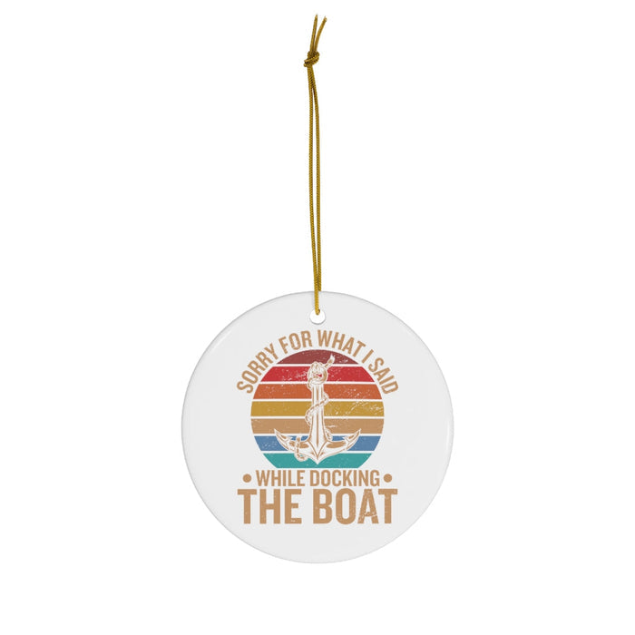 Boat Docking - Round Ceramic Ornaments Home Decor