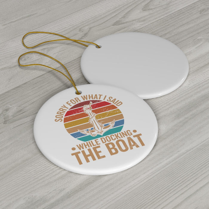 Boat Docking - Round Ceramic Ornaments Home Decor