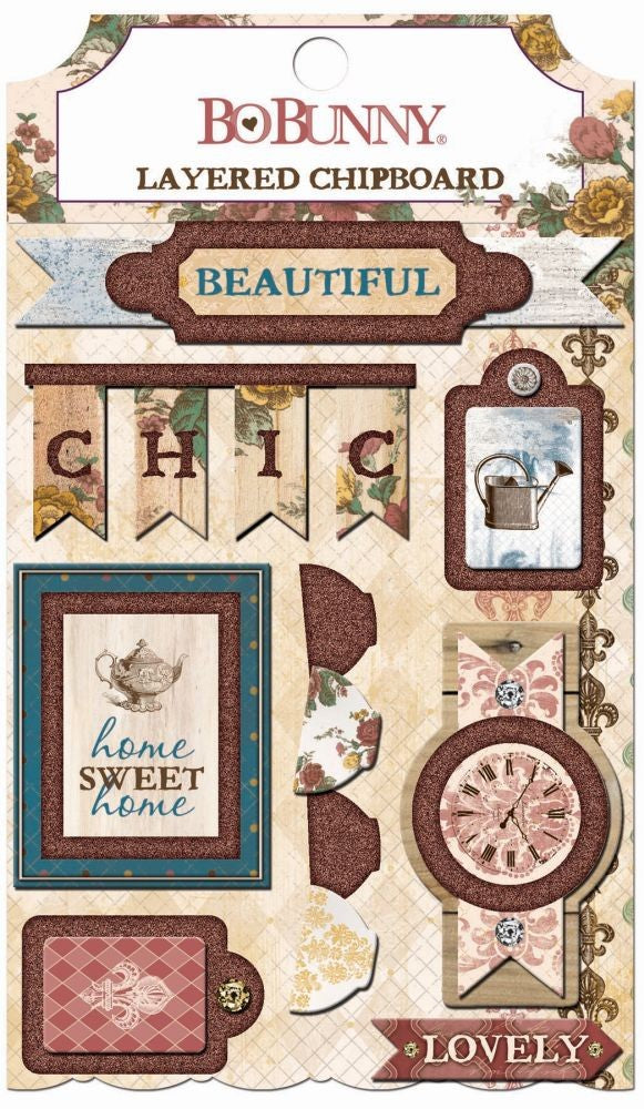BoBunny Provence Layered Chipboard Stickers - SCRAPBOOKFARE