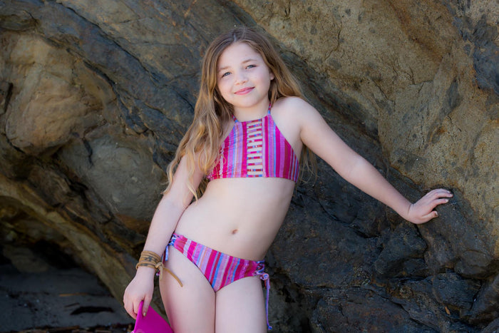 Popular swimsuit Girls' Bohemian Vibes Bikini with Ladder Halter Top, Tween Girls Beach Swimwear - Chance Loves Swimwear