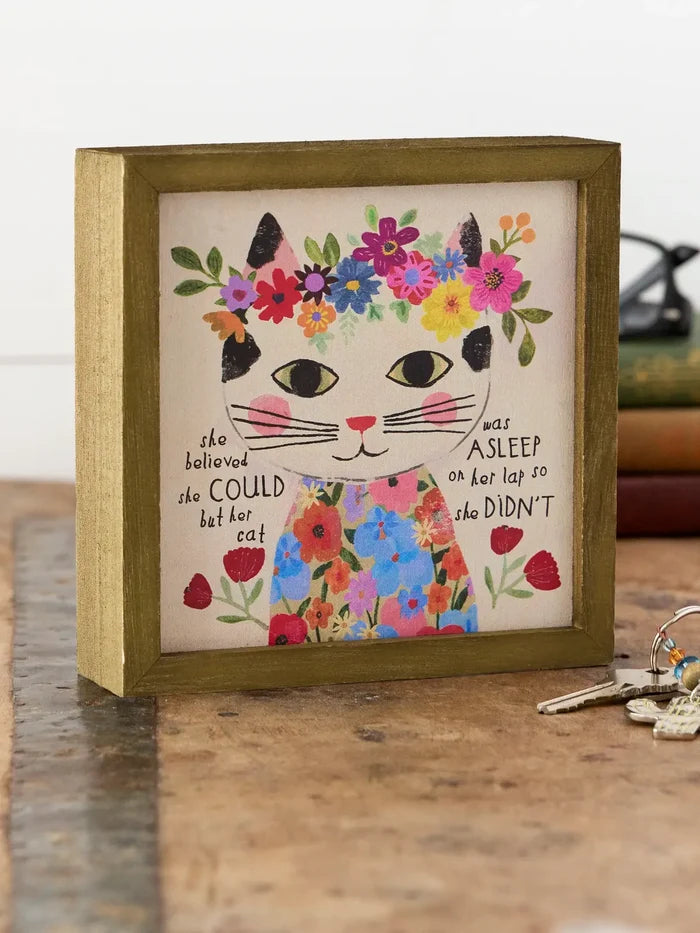 Bungalow Box Sign - Cat Was Asleep On Her Lap-view 1