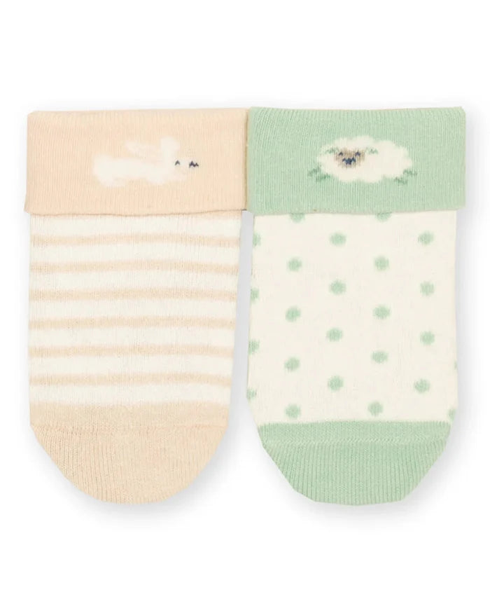 Busy Baa Baa Organic Baby Socks 2 Pack – Sheep & Bunny Cotton Socks - Kite