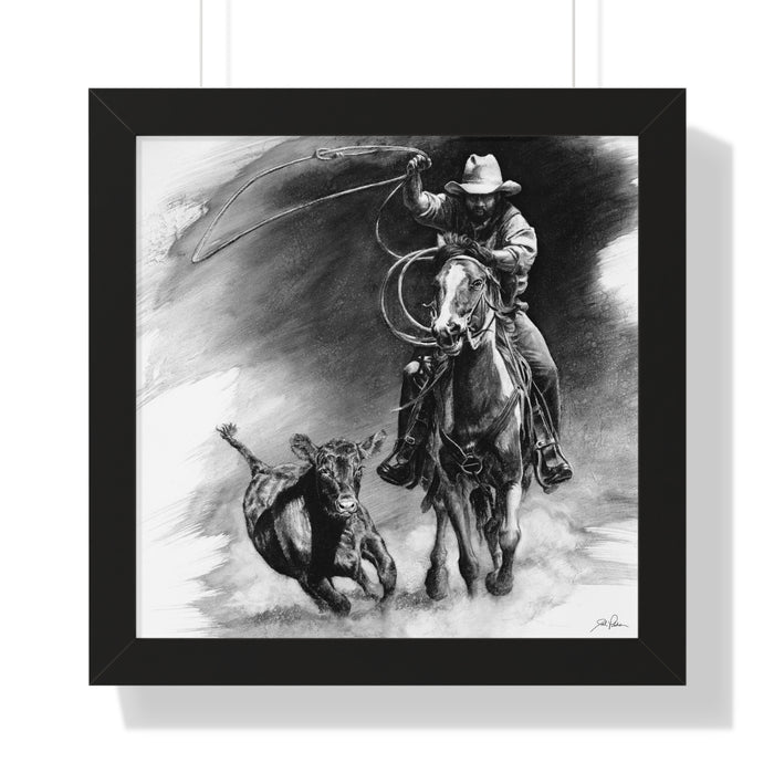 "Calf Roping" Framed Paper Print