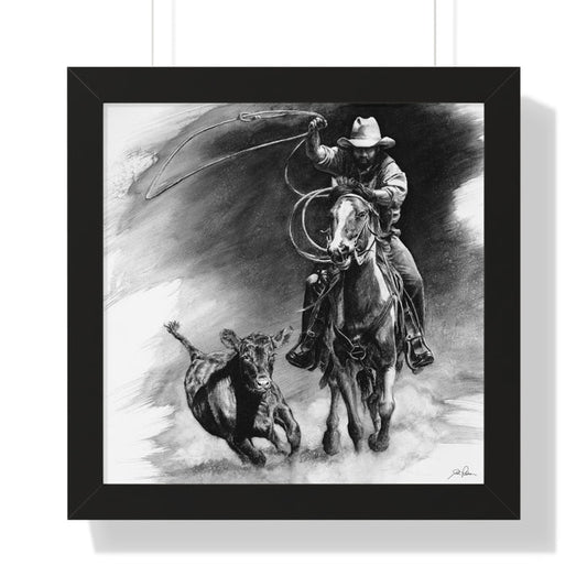 "Calf Roping" Framed Paper Print