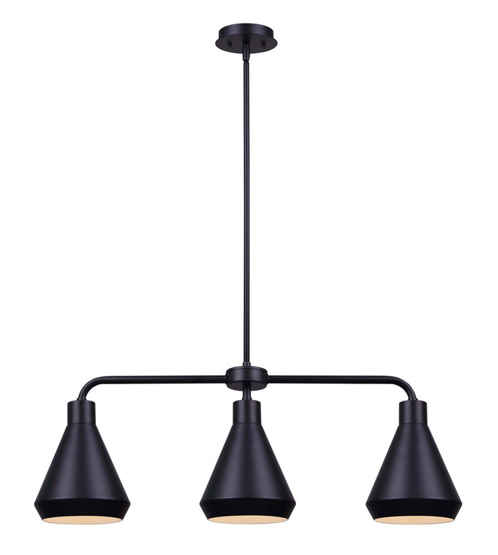 Pendant Canarm IPL1020A03BK Byck Matte Black Pendant with Three Lights Canarm