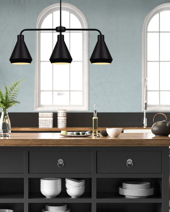 Pendant Canarm IPL1020A03BK Byck Matte Black Pendant with Three Lights Canarm