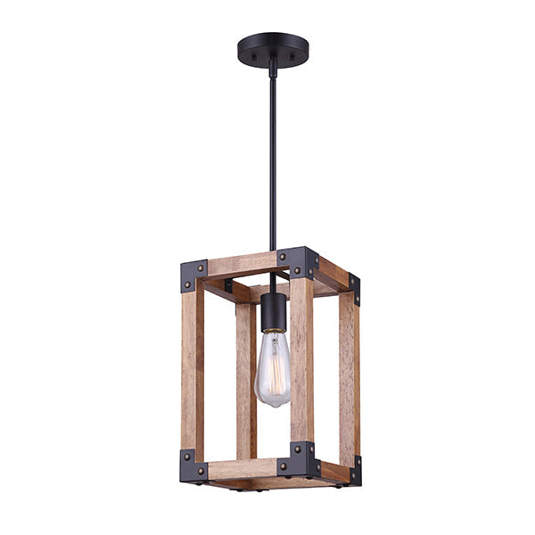 Pendant Canarm IPL756A01BKW Moss One Light Rustic Wood Finish Pendant Canarm
