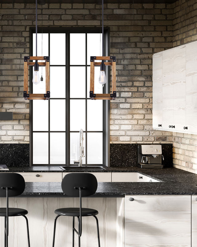 Pendant Canarm IPL756A01BKW Moss One Light Rustic Wood Finish Pendant Canarm