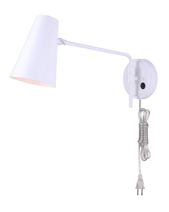 Corded Wall Sconce Canarm Orli Adjustable Wall Fixture in White Brushed Nickel or Matte Black Canarm