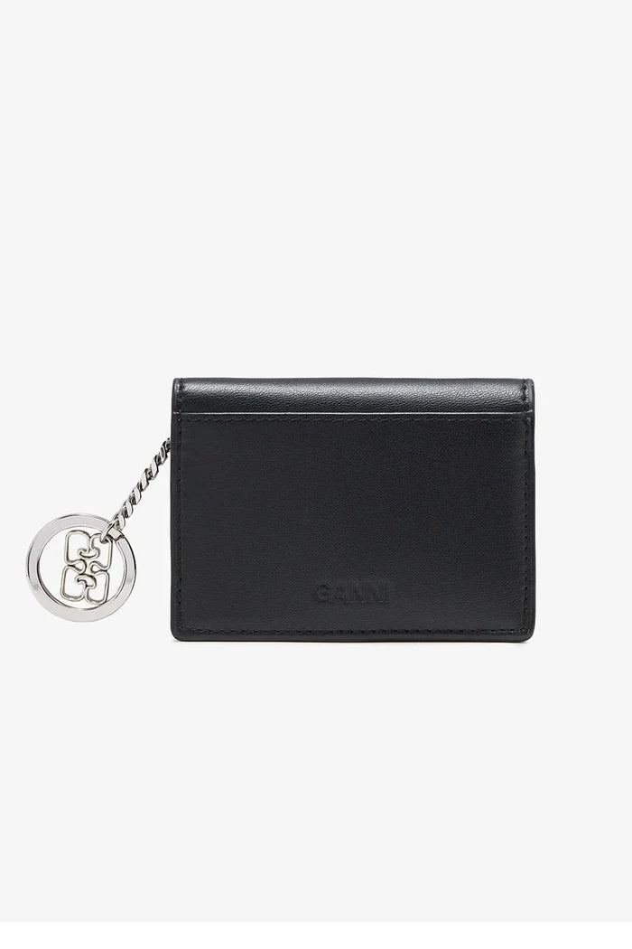 Card Holder in Blue With Flap and Dog Accessories Ganni