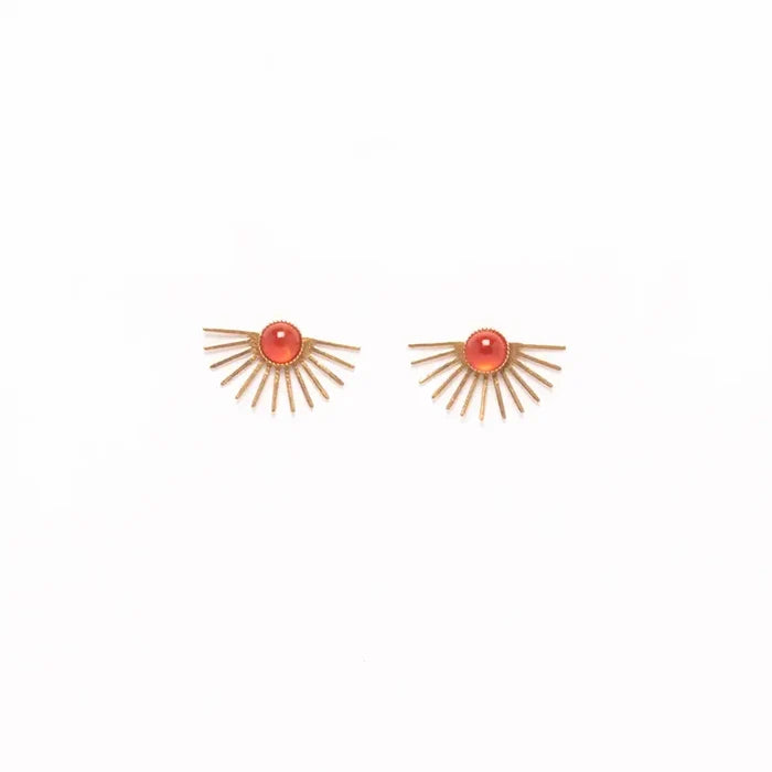 Carnelian Beam Stud Earrings