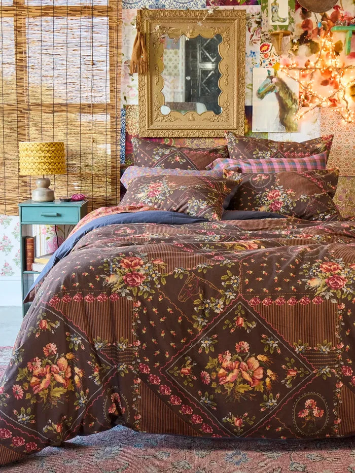Catalina Cotton Euro Sham - Crafted Bouquets Chocolate-view 2