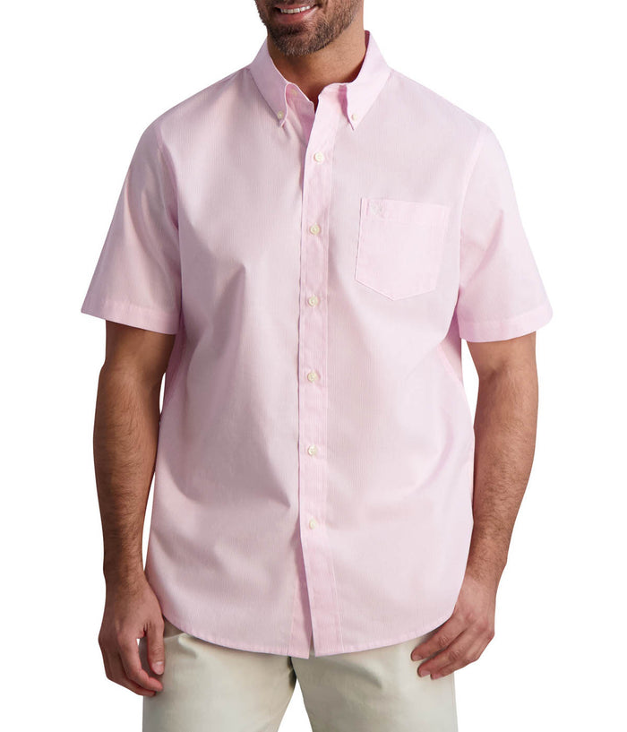 Chaps Men's Short Sleeve Recycled Poly Stretch Woven Shirt