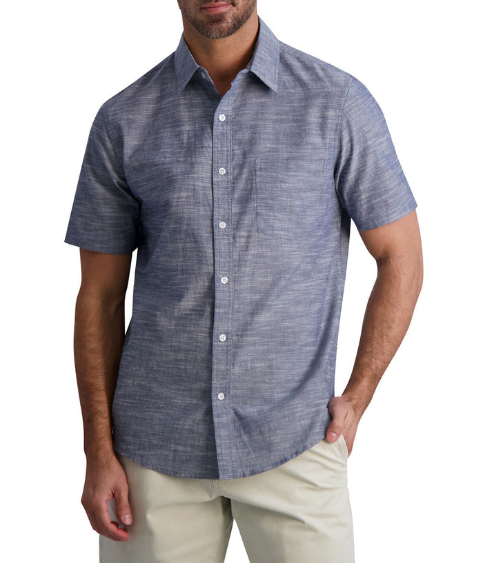 Chaps Men's Short Sleeve Shirt Chambray ButtonUp