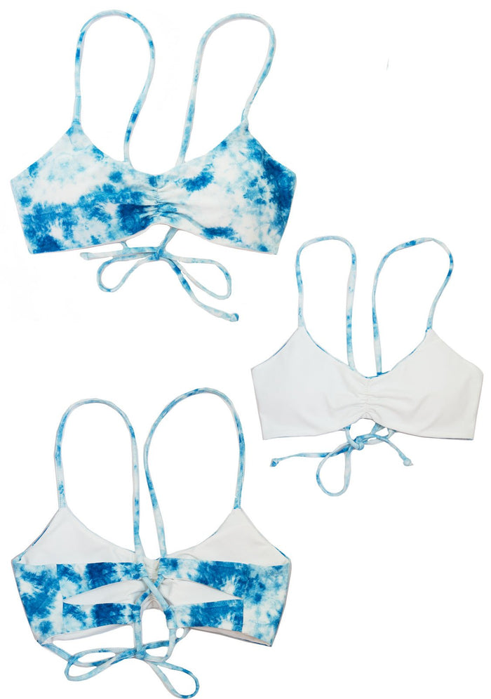 CLOUD 9 Tye Dye Reversible SCOOP TOP Chance Loves XS Blue/White