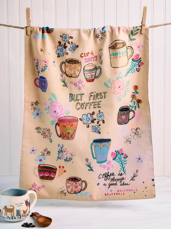 Cotton Dish Towel - Coffee Cups-view 1