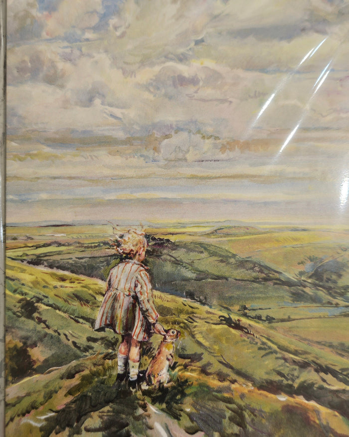 Countryside Greeting Card - Child & Rabbit Landscape Card - Claire Fletcher