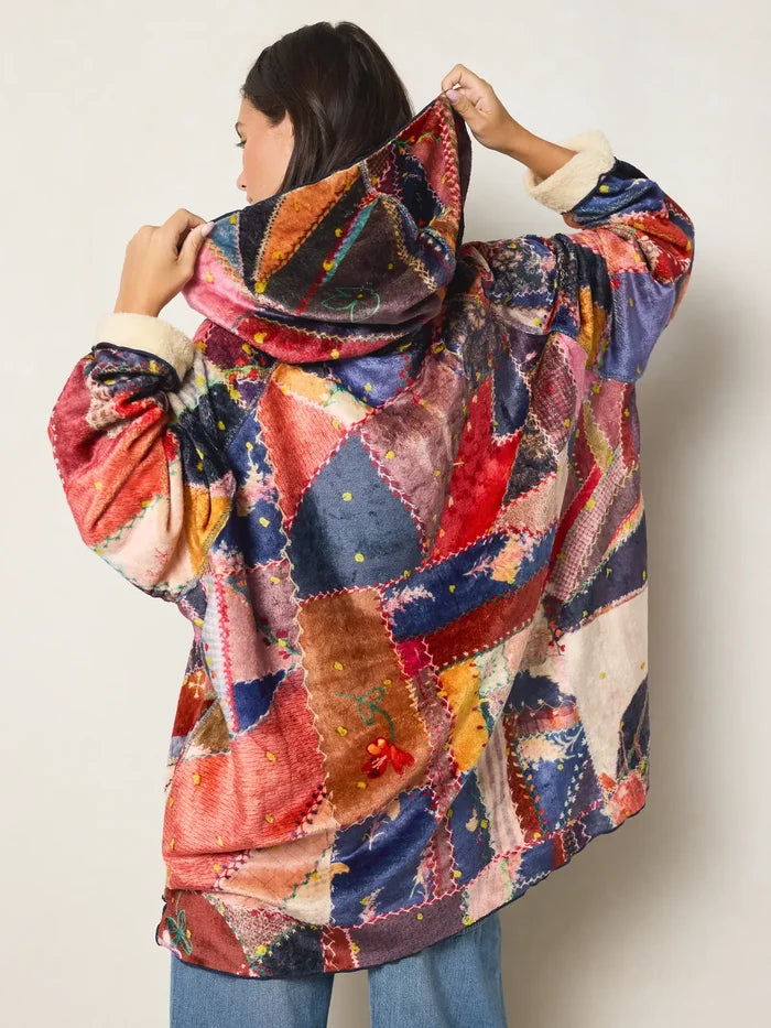 Cozy Blanket Hoodie - Brimfield Patchwork Multi-view 3
