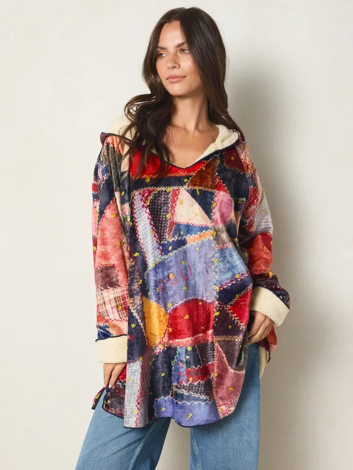 Cozy Blanket Hoodie - Brimfield Patchwork Multi-view 5