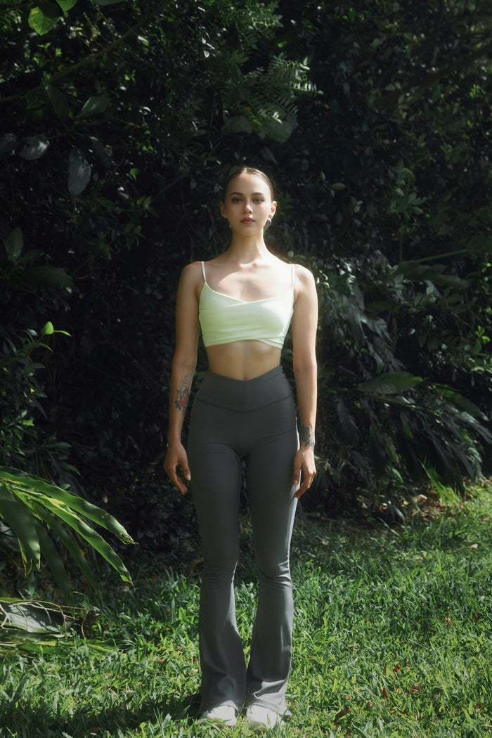 Criss Cross Front Sports Bra | Beige
