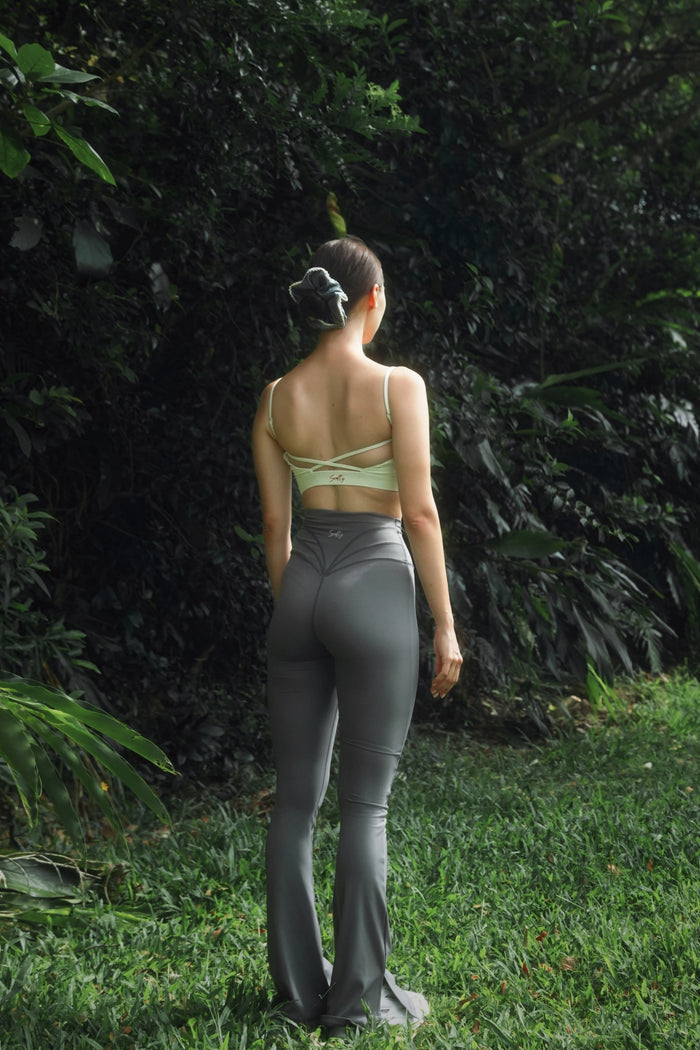 Criss Cross Front Sports Bra | Beige