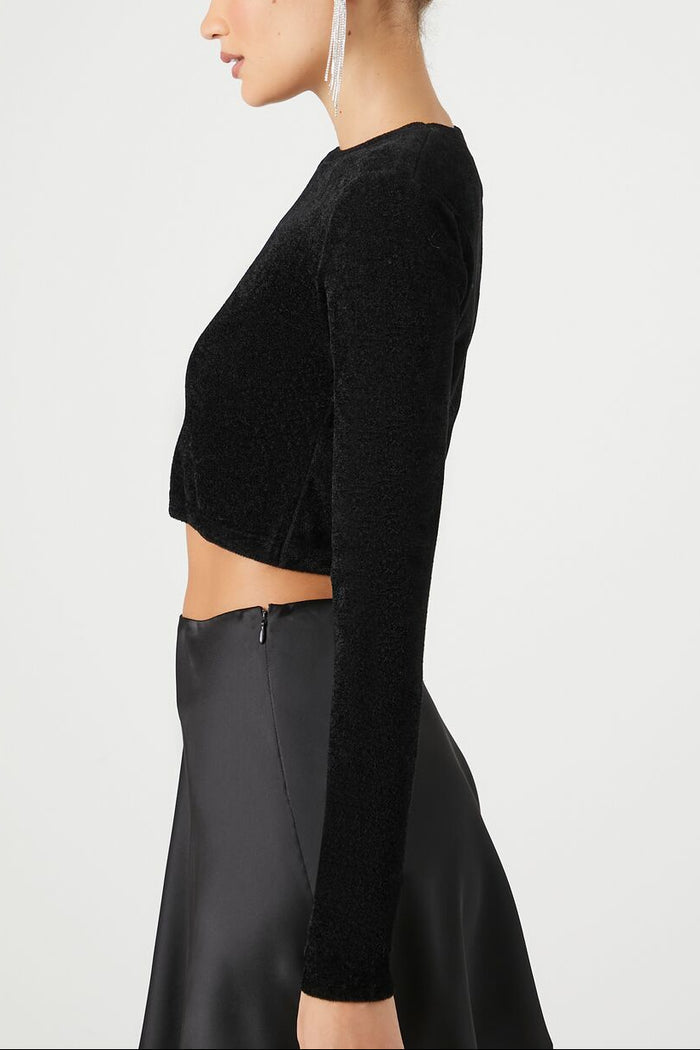 Cropped Long-Sleeve Sweater