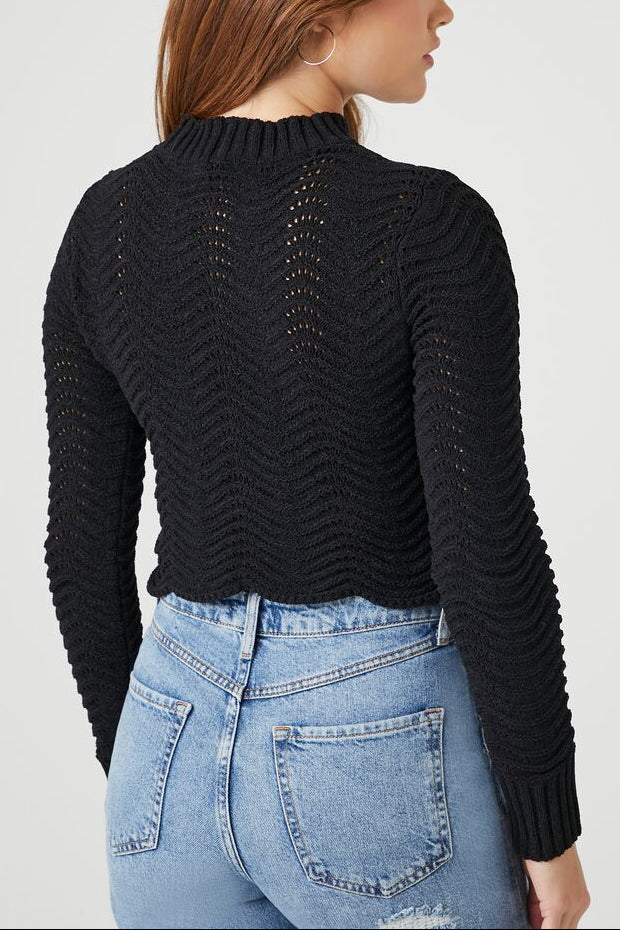 Cropped Open-Knit Sweater