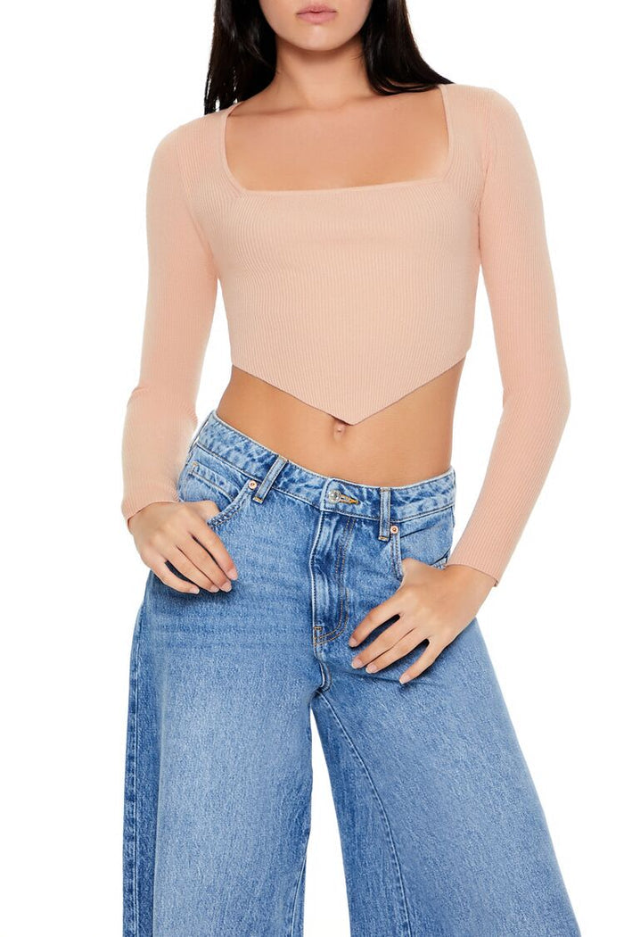 Cropped Rib-Knit Sweater