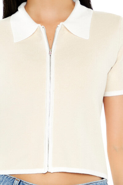 Cropped Sweater-Knit Shirt